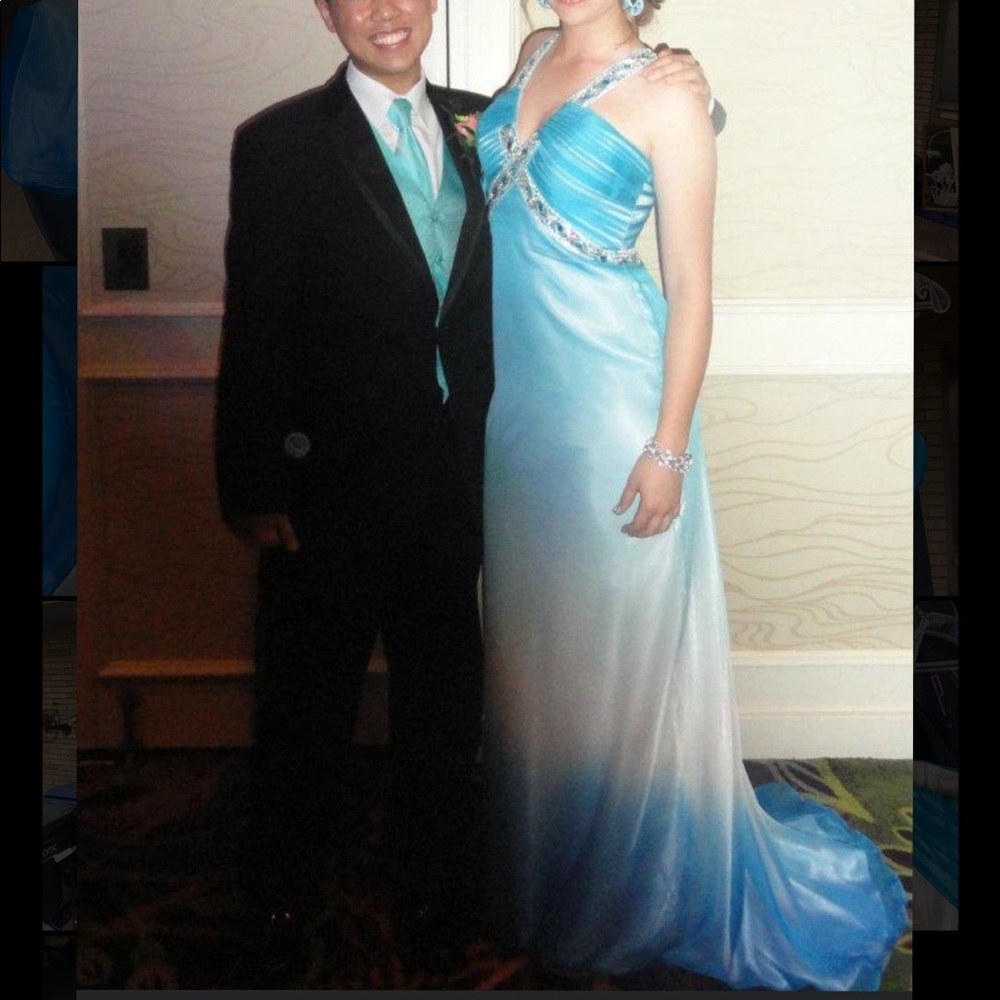 Blue ombré prom dress size 8